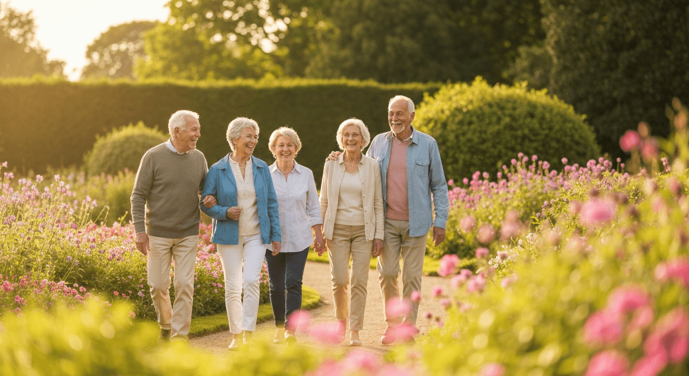 Happy active seniors enjoying life
